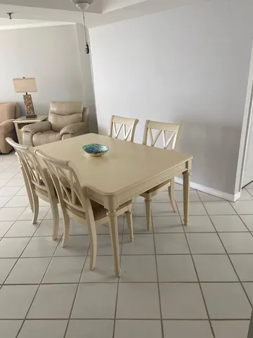 a view of a dining space with furniture