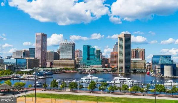 a city view with tall buildings