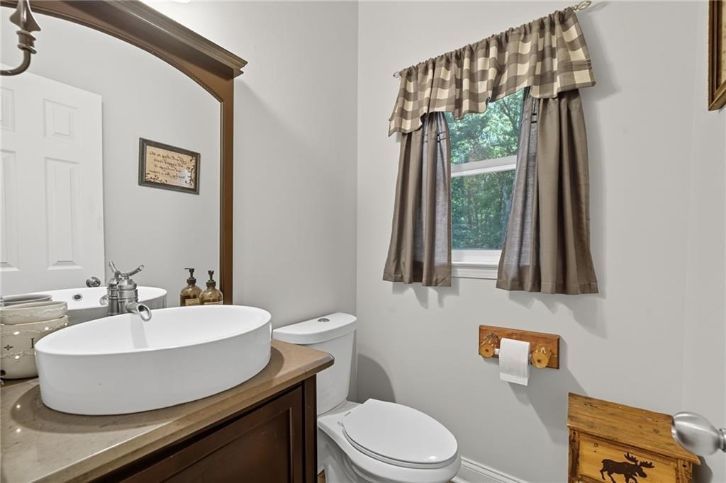 491 Hyde Road Jasper, GA 30143 - Photo 15 of 60 a bathroom with a toilet a sink and a mirror