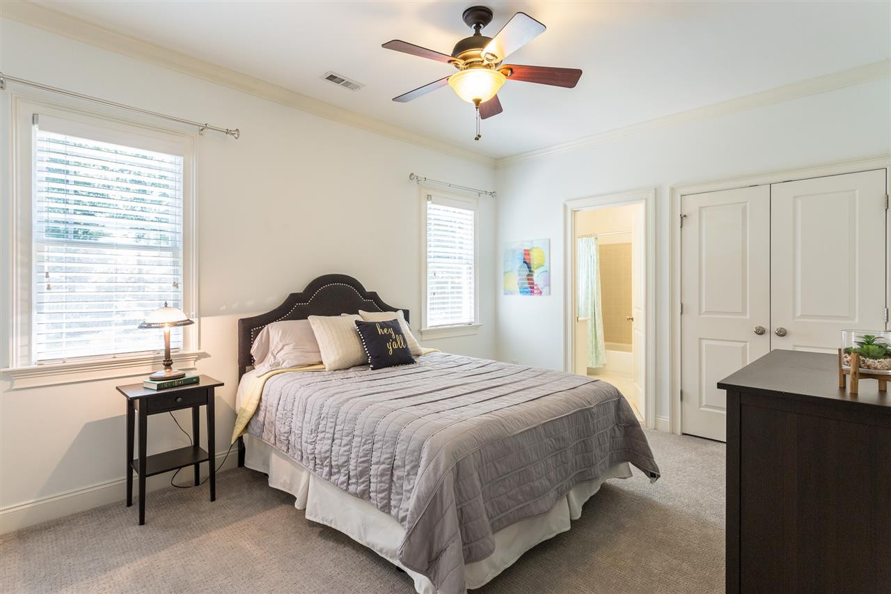 1716 Stannard Trail Raleigh, NC 27612 - Photo 20 of 30 Bedroom #3 features plantation blinds, crown molding, ceiling fan, double door closet, and direct access to a full bath. Bedroom #4