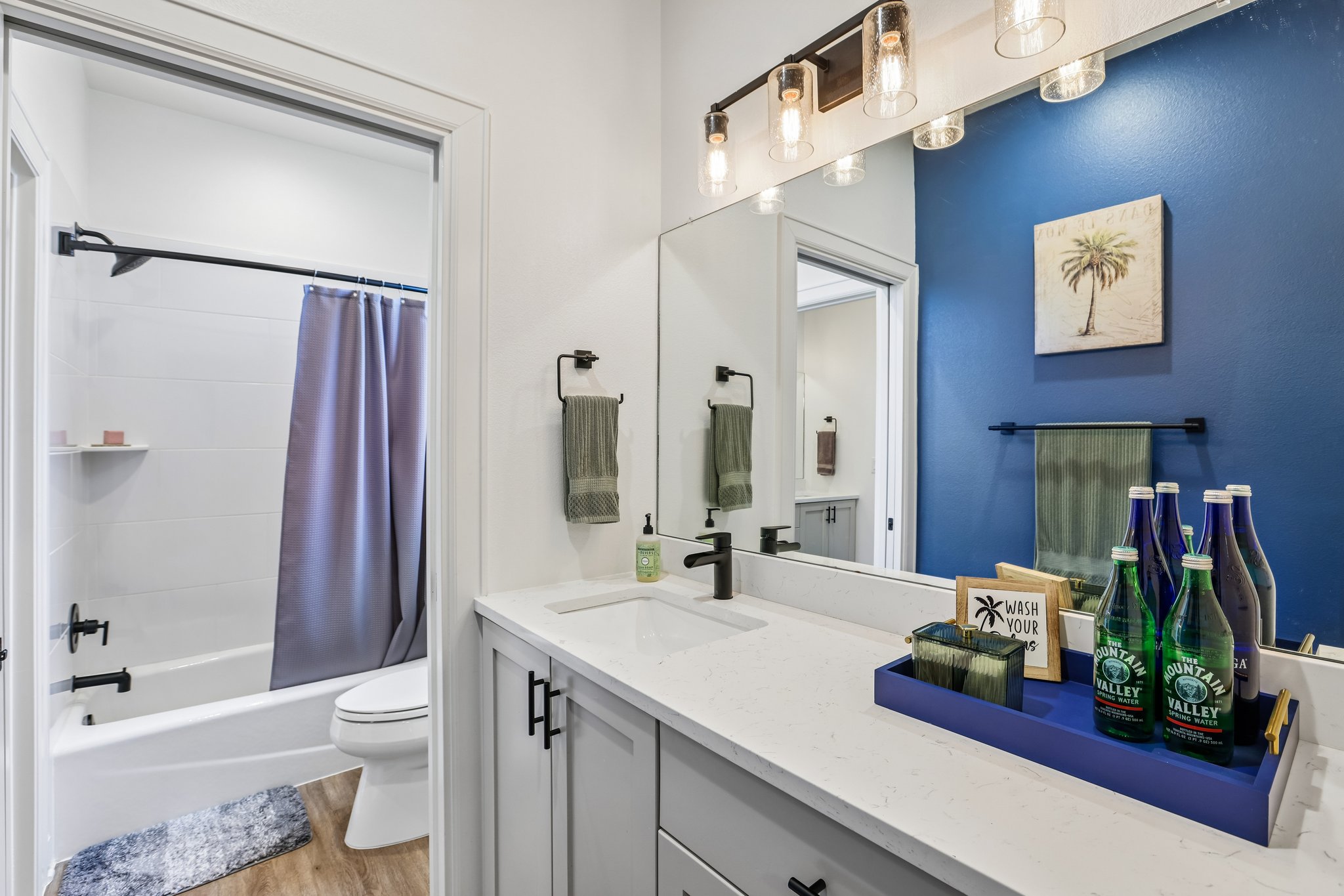 113 Crystal Lane Georgetown, TX 78633 - Photo 26 of 32 A sleek vanity with ample counter space anchors this contemporary bathroom.
