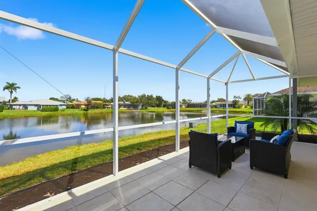 a living room with furniture and garden
