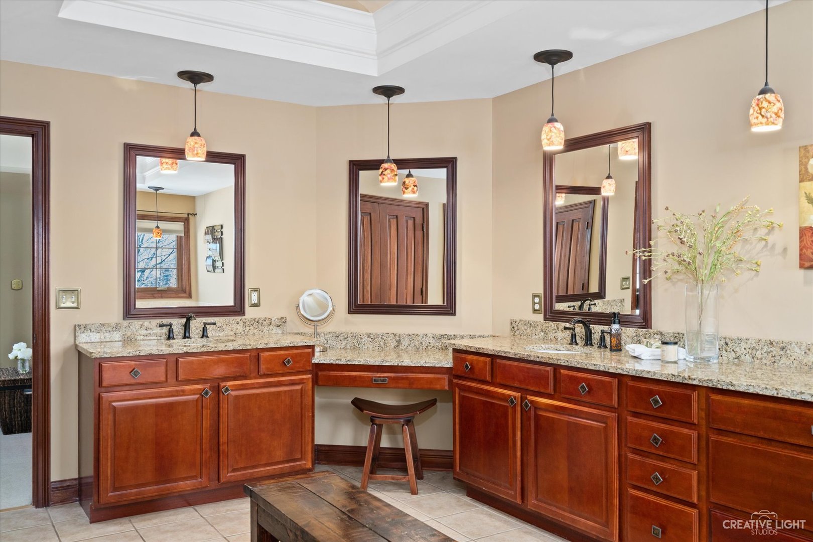 3519 Vanilla Grass Drive Naperville, IL 60564 - Photo 20 of 48 a bathroom with a granite countertop sink a mirror and a window