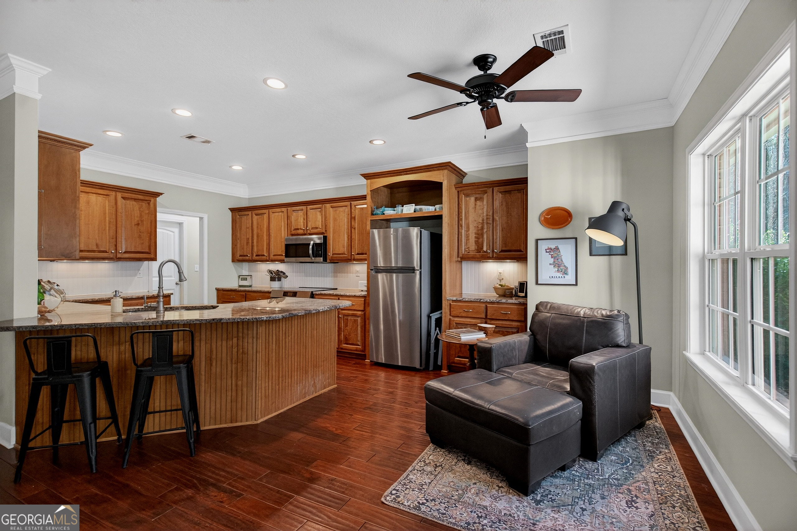 830 John Lovelace Road LaGrange, GA 30241 - Photo 16 of 44 a living room with stainless steel appliances furniture and a kitchen view
