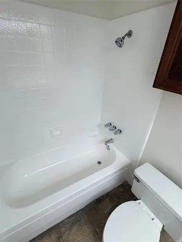 a bathroom with a toilet and a bathtub