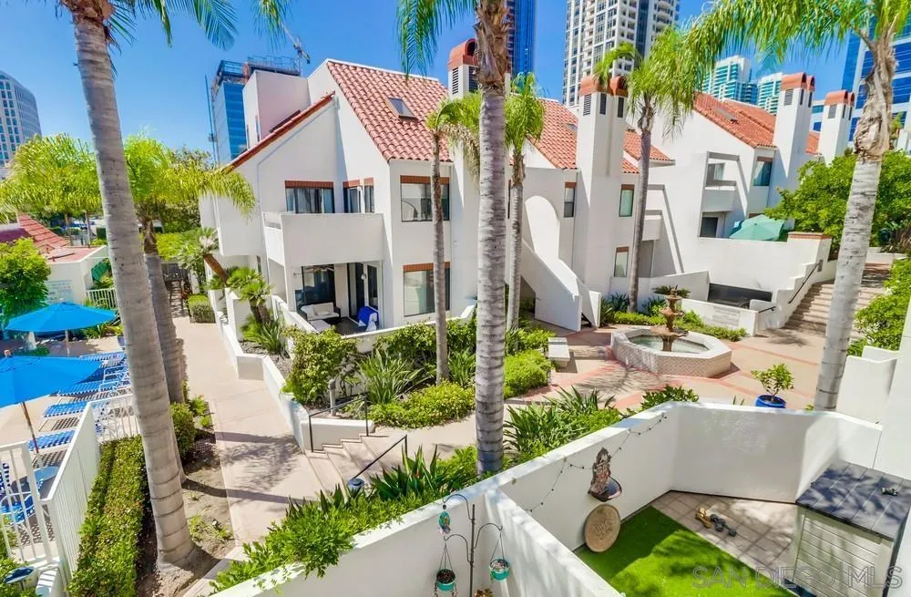 701 Kettner Boulevard, Unit 70 San Diego, CA 92101 - Photo 29 of 31 a aerial view of a house with a yard and potted plants
