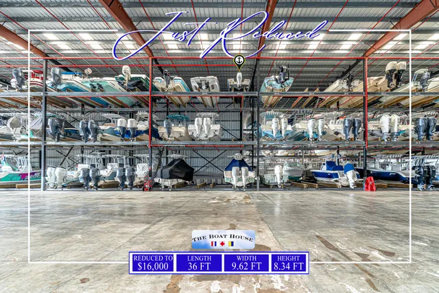 a view of a garage with storage