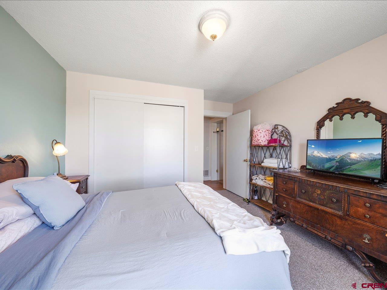 22244 F Road Delta, CO 81416 - Photo 23 of 41 a bedroom with a bed and a flat screen tv