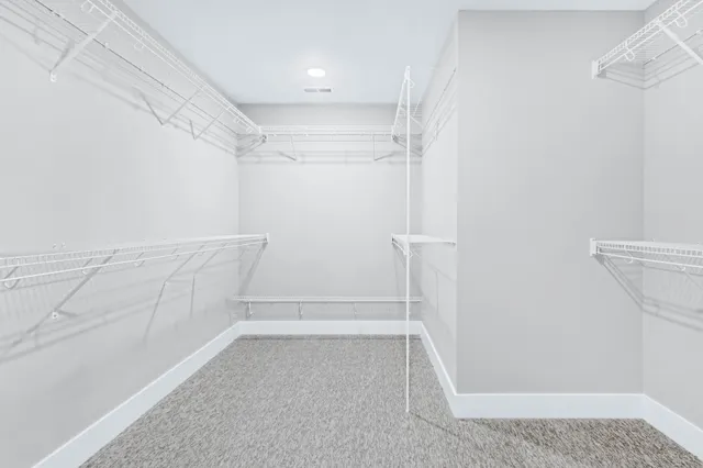 a view of walk in closet with empty racks