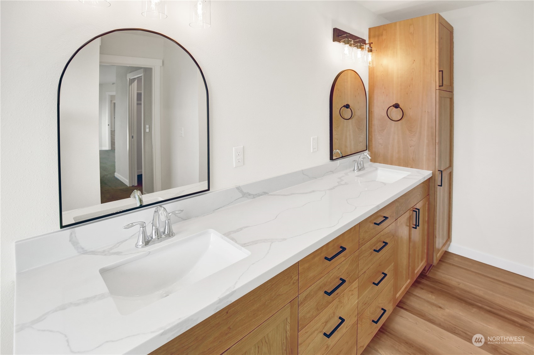7507 182nd Trail Southwest Rochester, WA 98579 - Photo 8 of 22 a bathroom with a sink double vanity and mirror