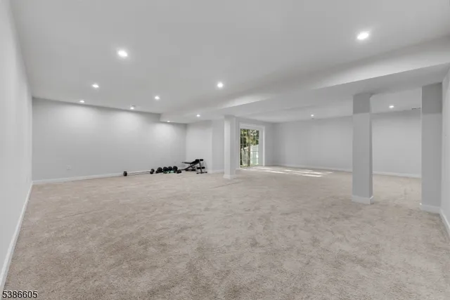 a view of a room with windows