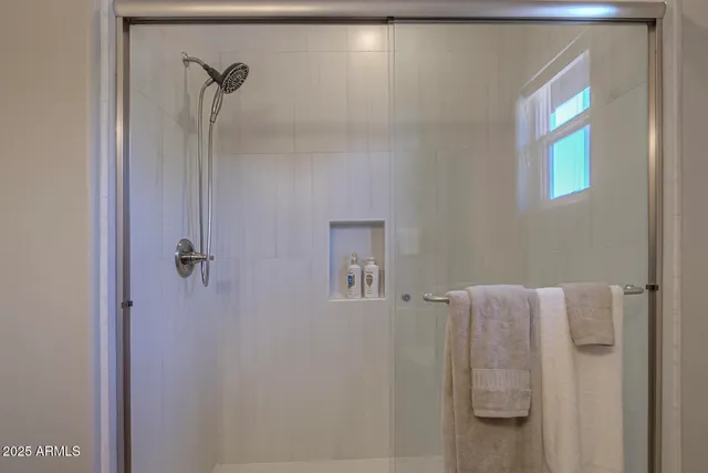 a bathroom with a bathtub