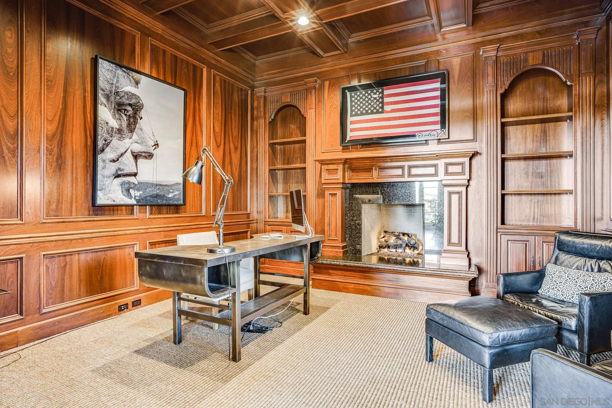 6182 Paseo Valencia Rancho Santa Fe, CA 92067 - Photo 16 of 26 a living room with furniture a fireplace and a flat screen tv