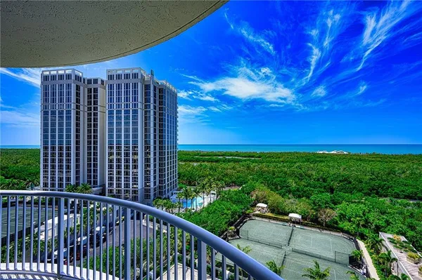a view of balcony with a green space