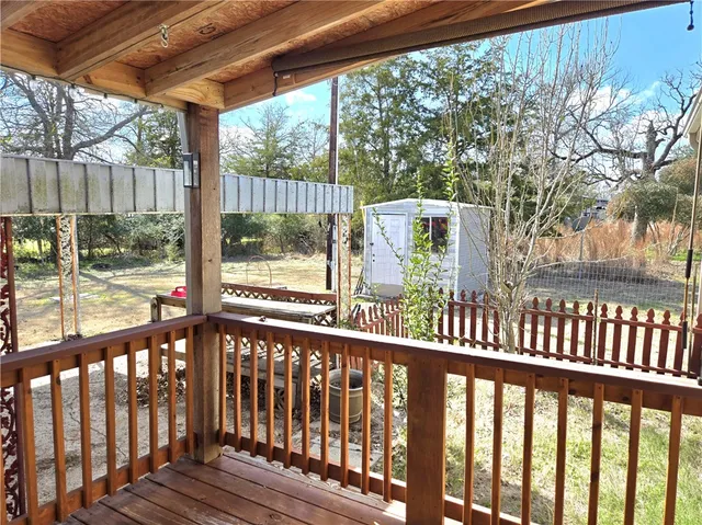 a view of a wooden deck