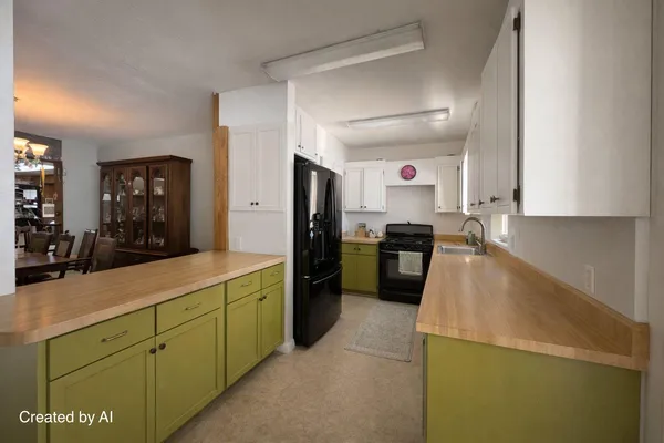 a kitchen with cabinets and a sink