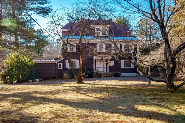 a view of a yard with a tree