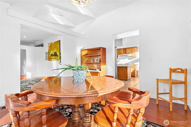 a workspace with furniture and a window