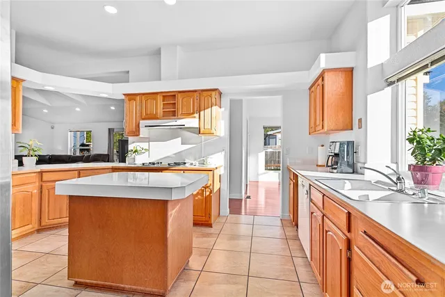 a kitchen with stainless steel appliances granite countertop a sink and a stove