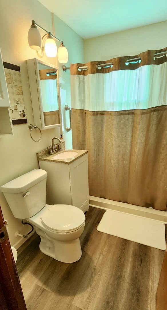 6737 104th Place Chicago Ridge, IL 60415 - Photo 17 of 32 a white toilet sitting next to a bathroom sink and a mirror