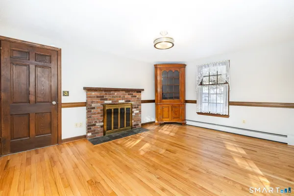 a view of a livingroom with a fireplace