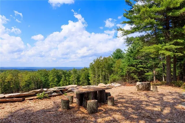 a view of backyard with a table and chairs