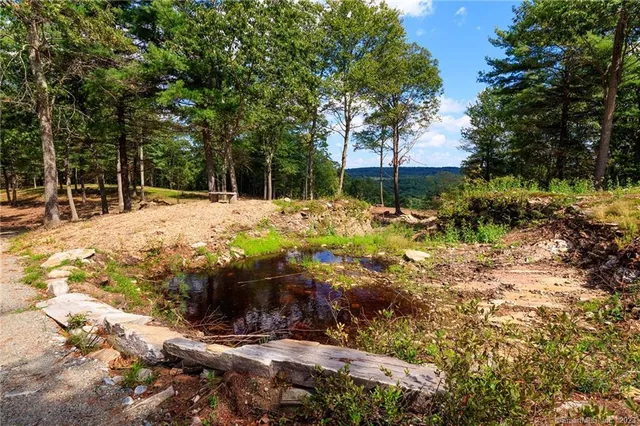a view of a backyard with swimming pool