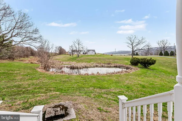 a view of a yard with an ocean