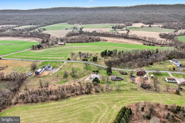 a view of a field with an ocean