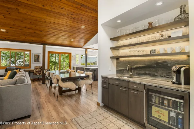 a kitchen with lots of counter top space