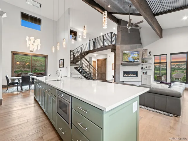a view of kitchen and living room