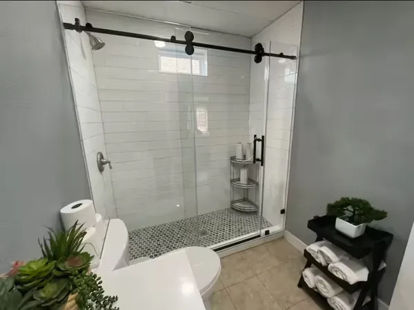 a bathroom with a shower