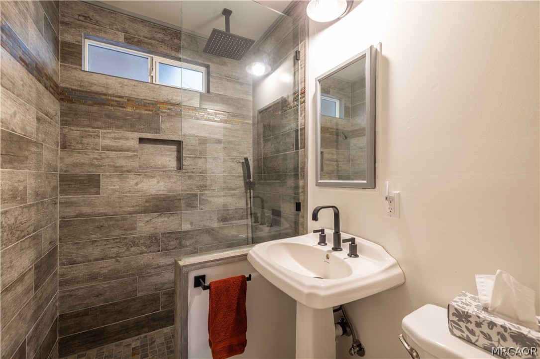 773 Sunset Lane Sugarloaf, CA 92386 - Photo 18 of 33 a bathroom with a sink a toilet and shower