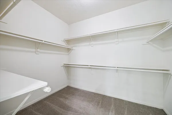 a view of an empty walk in closet