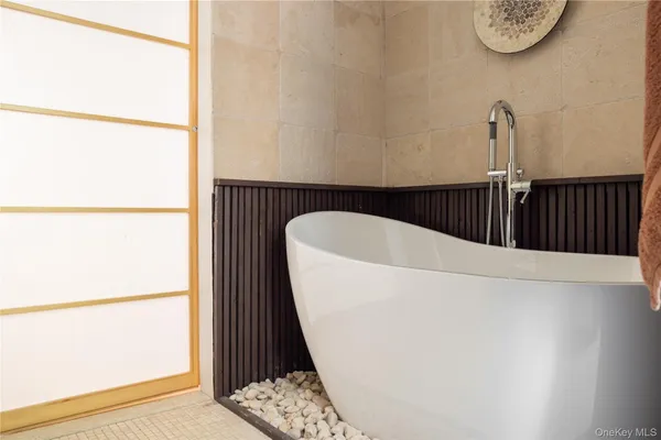 a view of balcony with a table