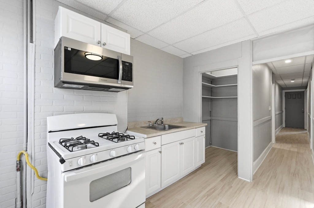 204 Washington Street, Unit 1 Somerville, MA 02143 - Photo 2 of 19 a kitchen with stainless steel appliances a stove a microwave and sink