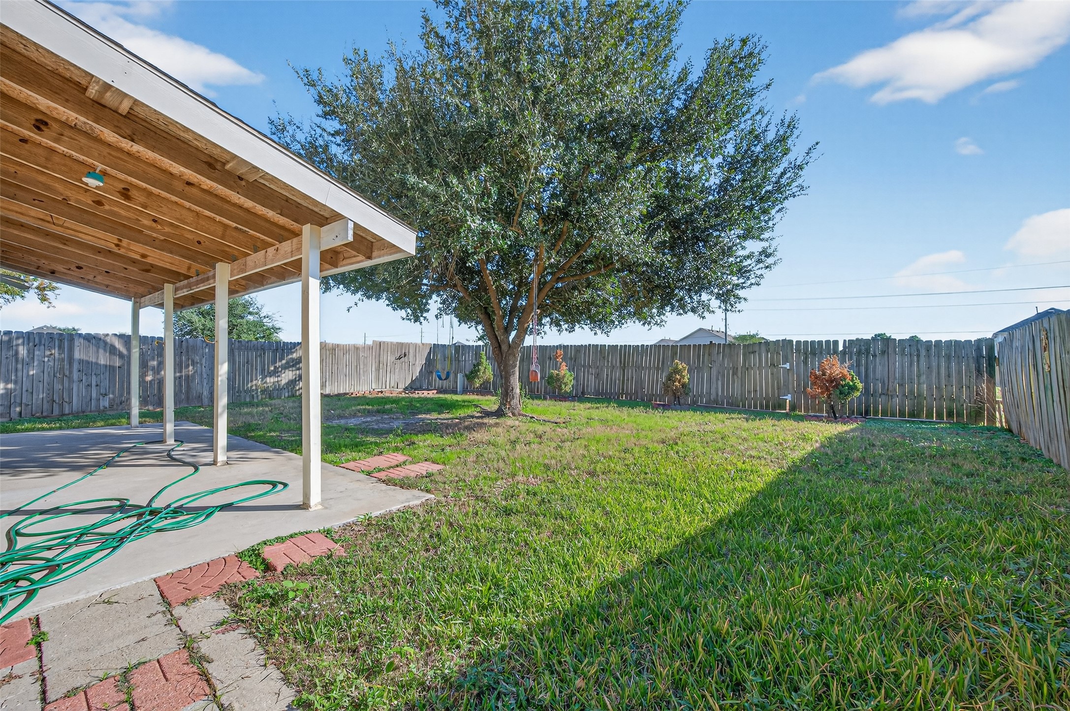 20347 Hunterclif Lane Katy, TX 77449 - Photo 35 of 39 This backyard offers open green space, a covered patio, and a fenced perimeter for outdoor use.