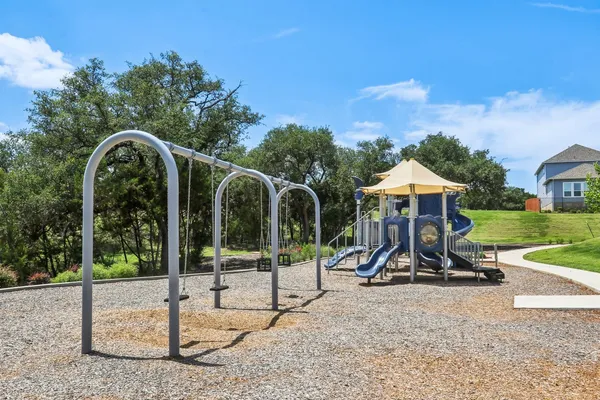 a view of a park with slide