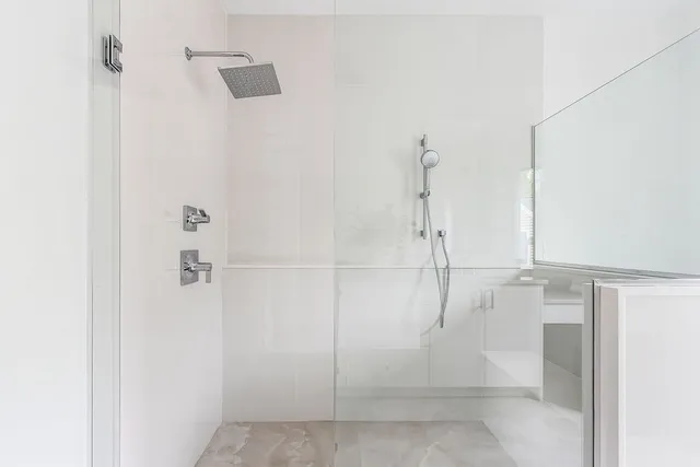 a bathroom with a shower