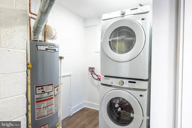 a utility room with dryer and washer