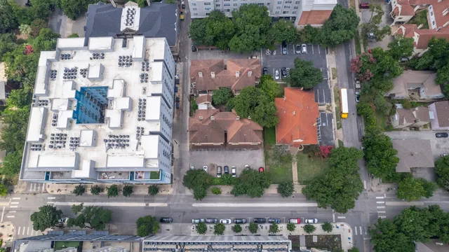 an aerial view of multiple houses