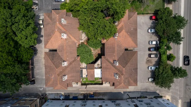 an aerial view of a house