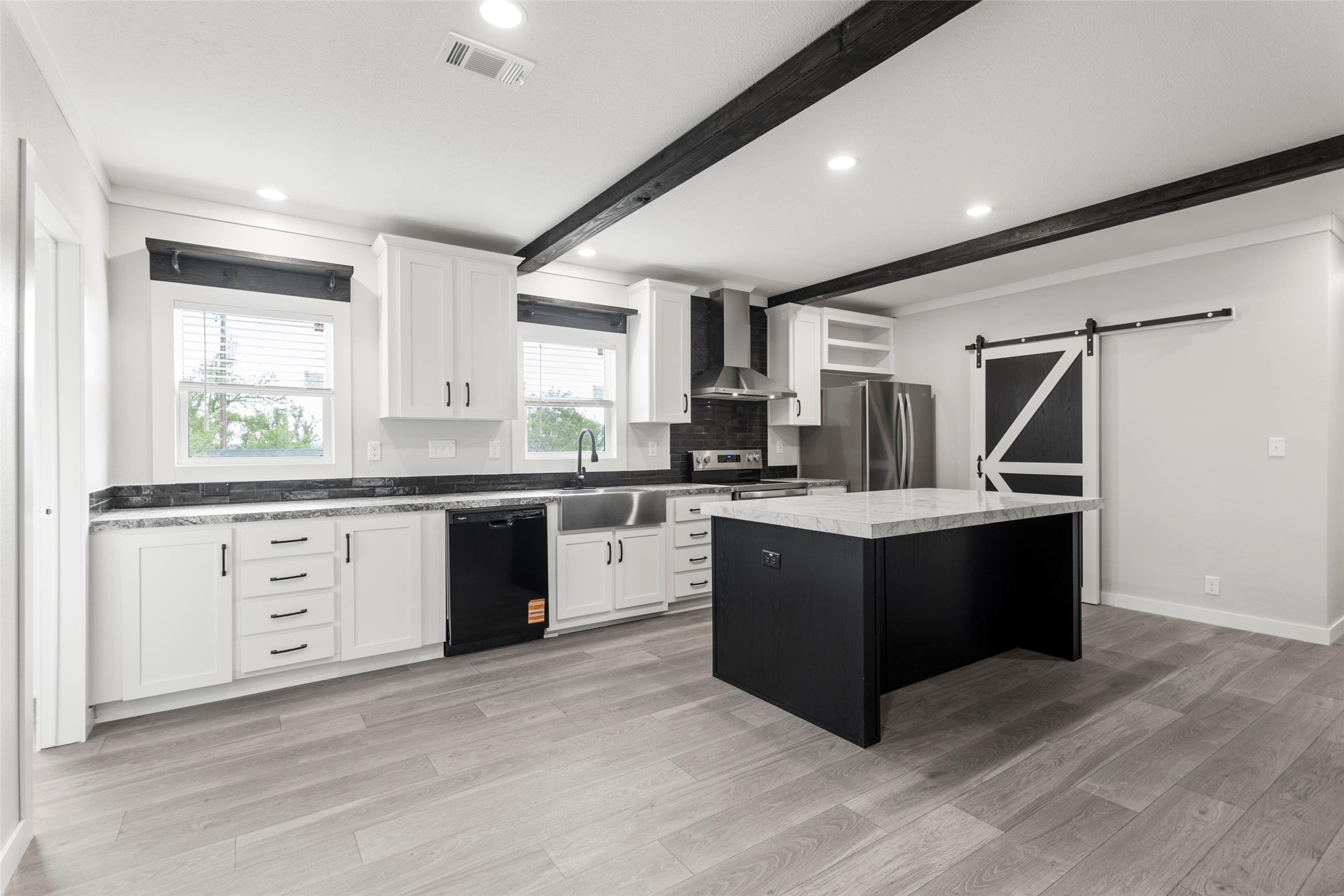 a kitchen with a cabinets and counter space