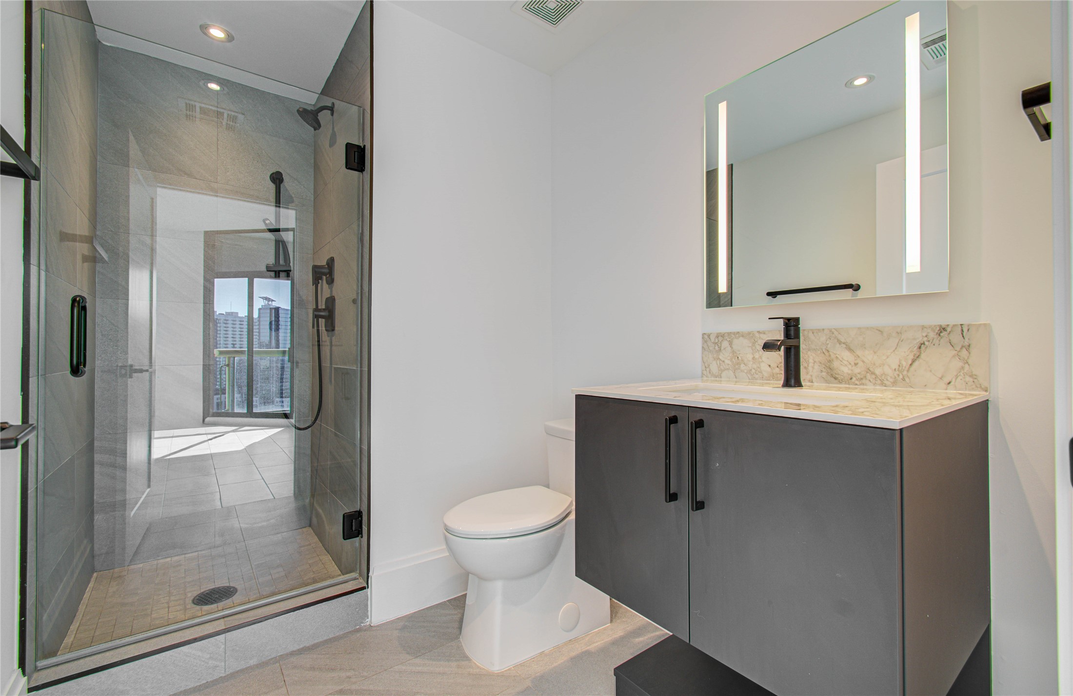 1701 Hermann Drive, Unit 20D Houston, TX 77004 - Photo 21 of 35 a bathroom with a toilet sink and shower