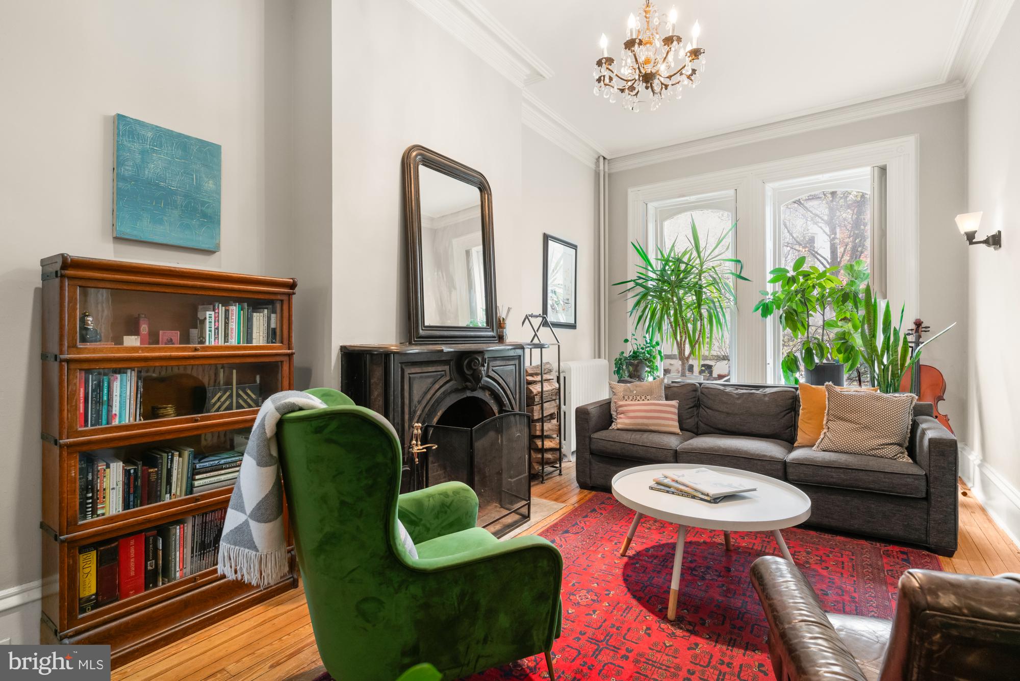 1206 John Street Baltimore, MD 21201 - Photo 6 of 53 a living room with fireplace furniture and a potted plant