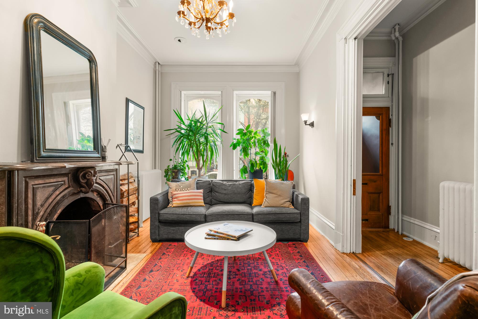1206 John Street Baltimore, MD 21201 - Photo 8 of 53 a living room with furniture a fireplace and a potted plant