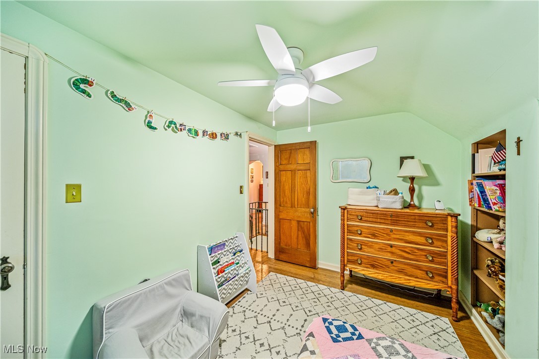 2710 Edgehill Road Cleveland, OH 44106 - Photo 25 of 44 Bedroom featuring lofted ceiling, light hardwood / wood-style floors, and ceiling fan