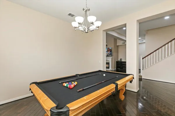 a living room with blue walls