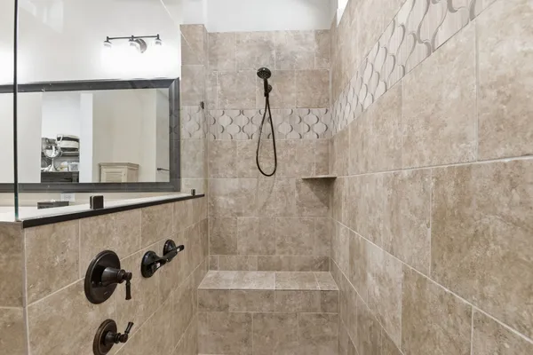 a bathroom with a shower