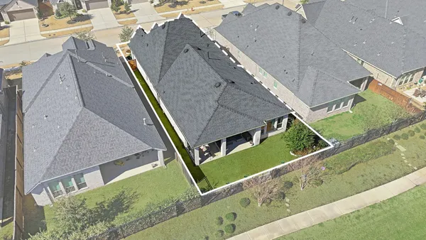 an aerial view of a house